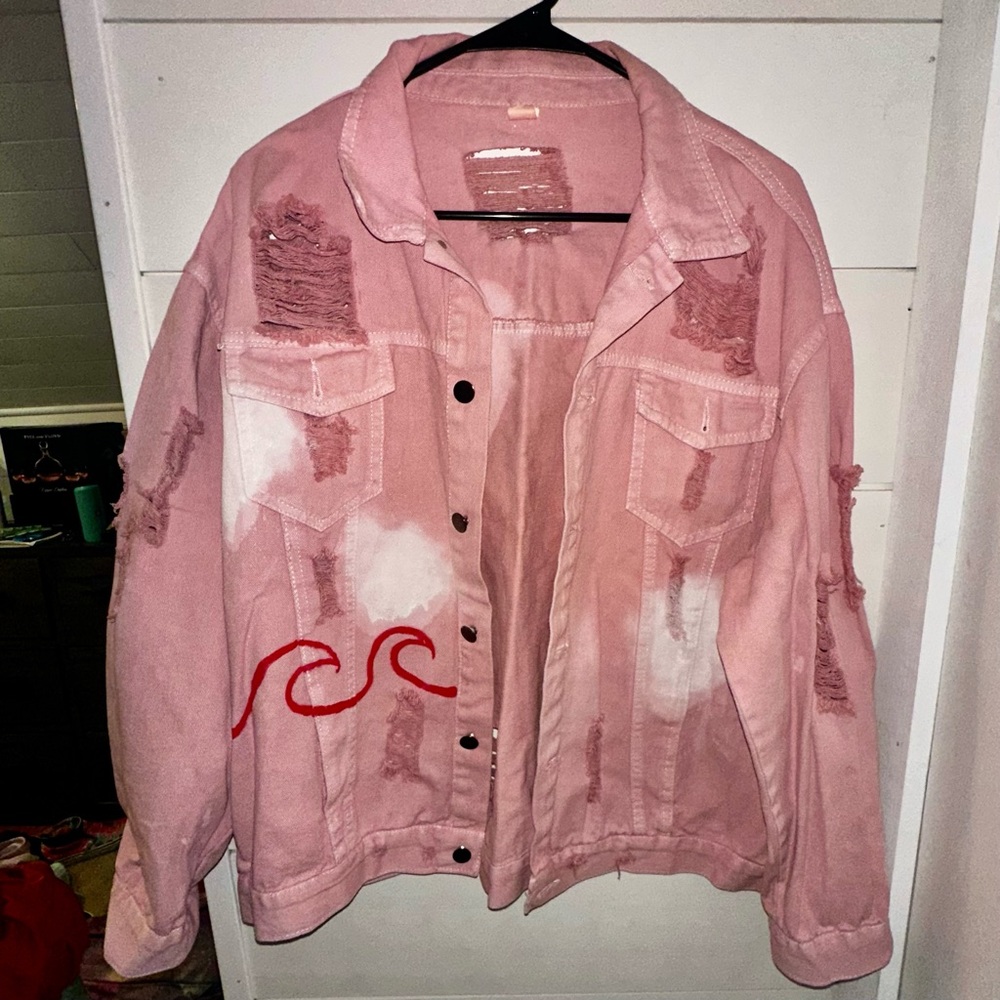 SUPER RARE 'Surfing' Distressed Denim Jacket - Picture 6 of 11